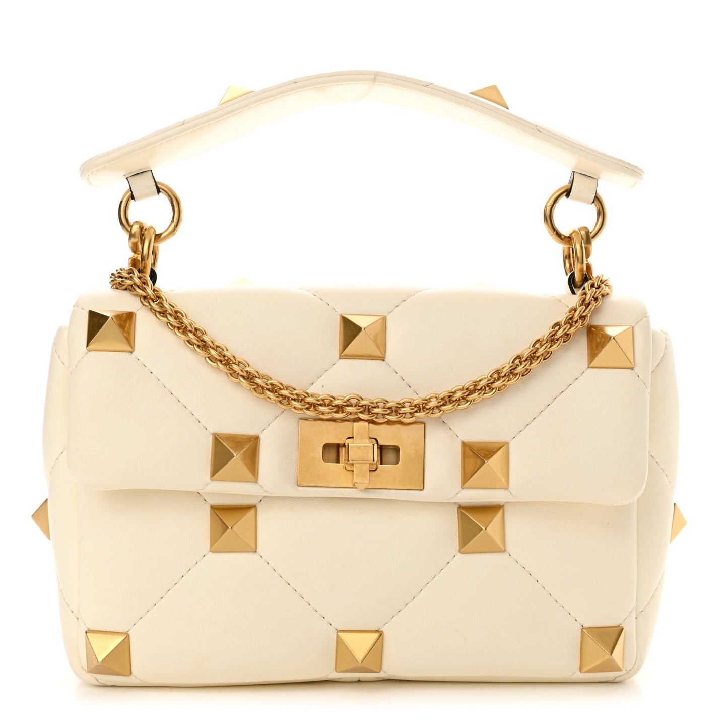 Nappa Medium Roman Stud Shoulder Bag Ivory