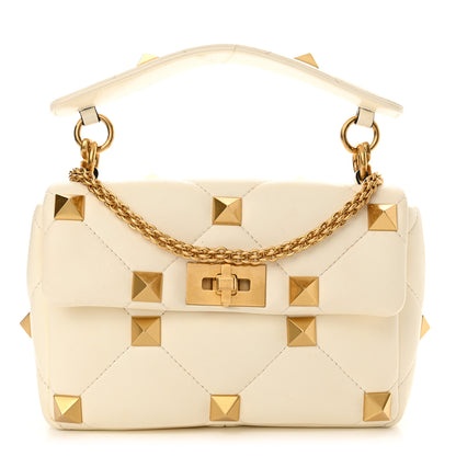 Valentino Garavani Nappa Medium Roman Stud Shoulder Bag Ivory 1 of 11