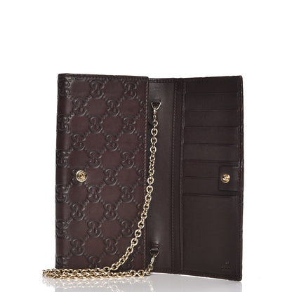 Gucci Guccissima Margaux Calfskin Metal Bar Chain Wallet Chocolate 5 of 9