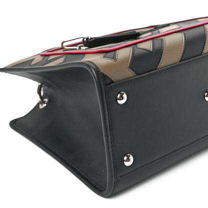 Fendi Vitello Century F is Fendi FF Diagonal Inlay Small Runaway Satchel Fango Black Fragola 11 of 12