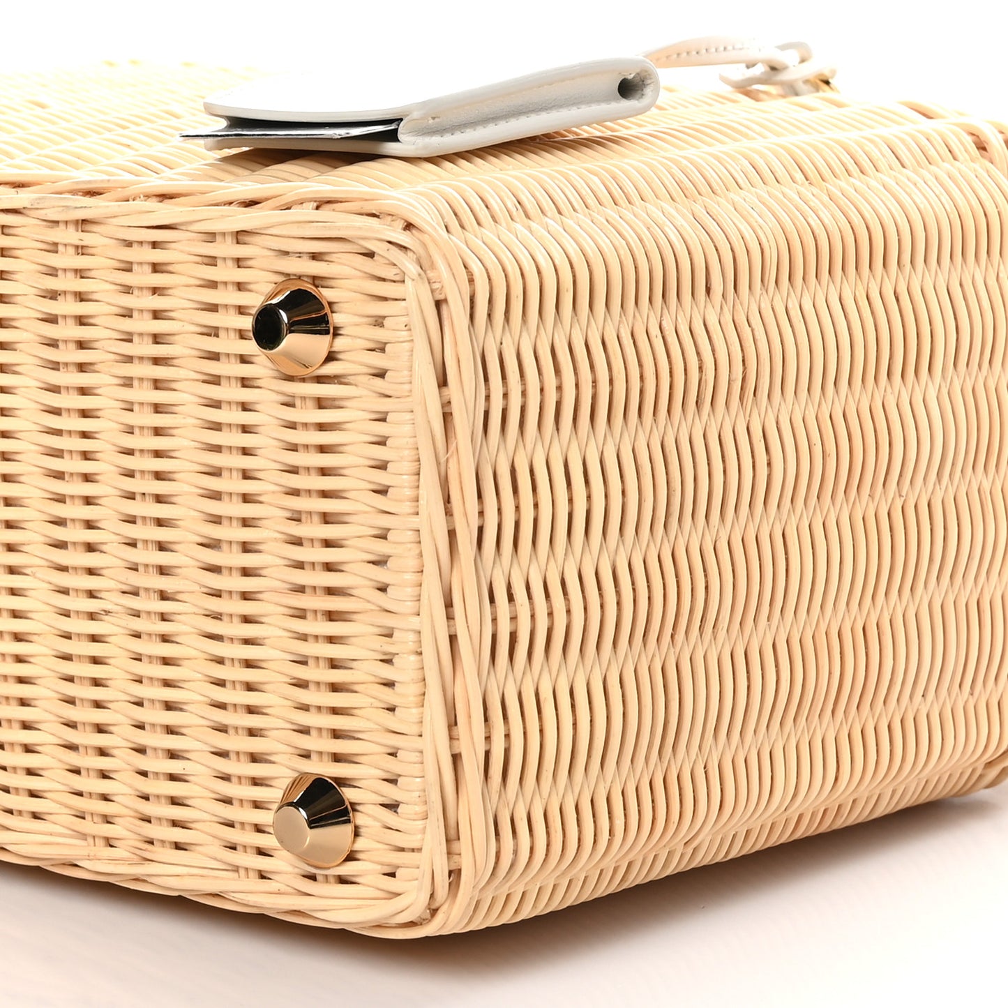 Wicker Canvas Tote Naturale White