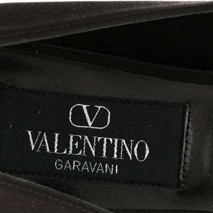 Valentino Garavani Satin Beaded Bowjane Mary Jane Ballerina Flats 37 Black 7 of 9