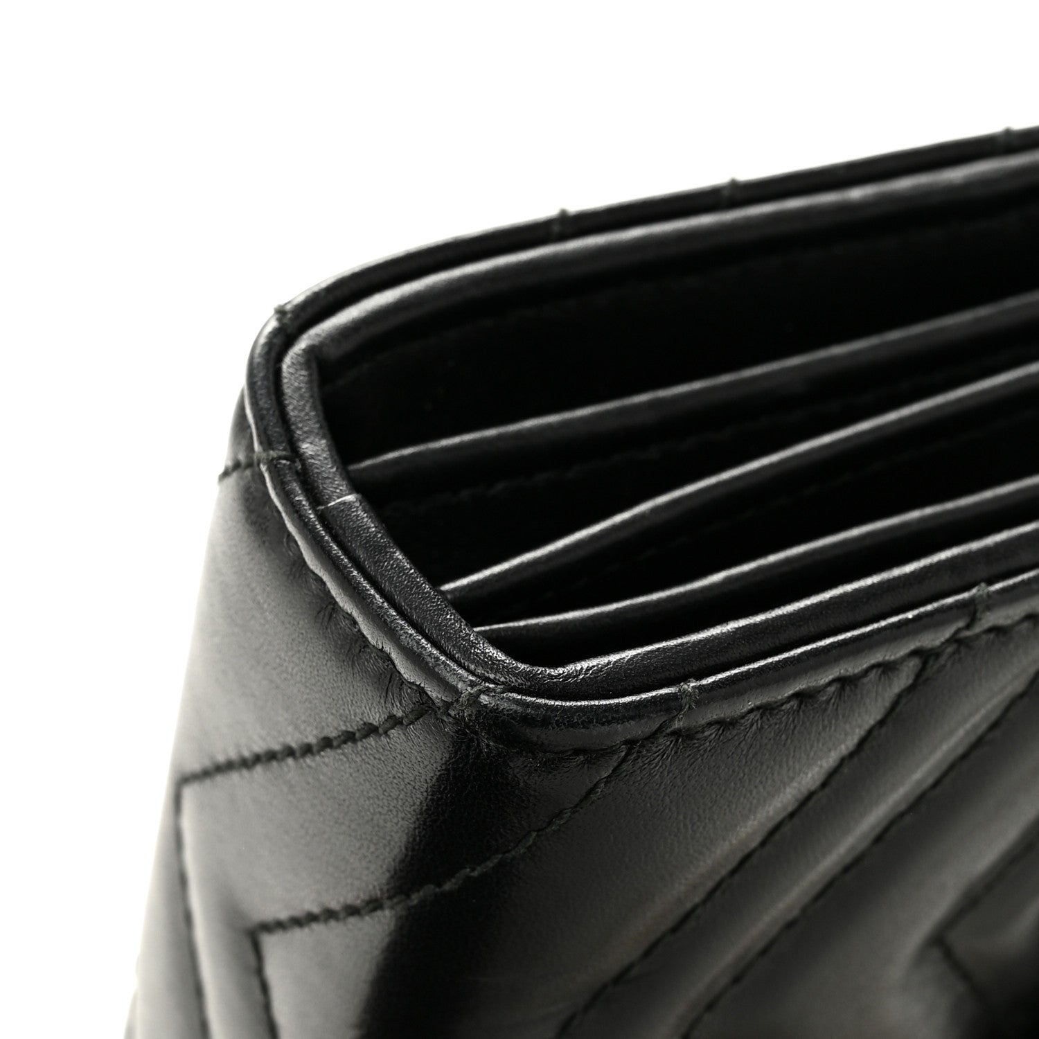 Gucci Calfskin Matelasse GG Marmont Chain Wallet Black 11 of 13