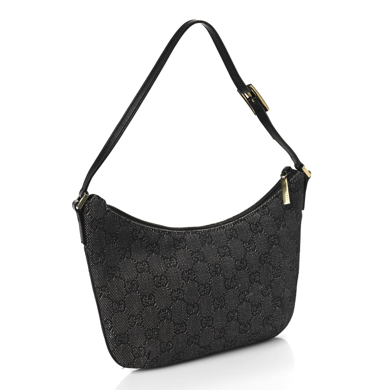 Gucci Denim Monogram Pochette Black 2 of 8