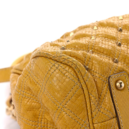 Marc Jacobs Python Embossed Calfskin Quilted Studded Stam Yellow 7 of 21