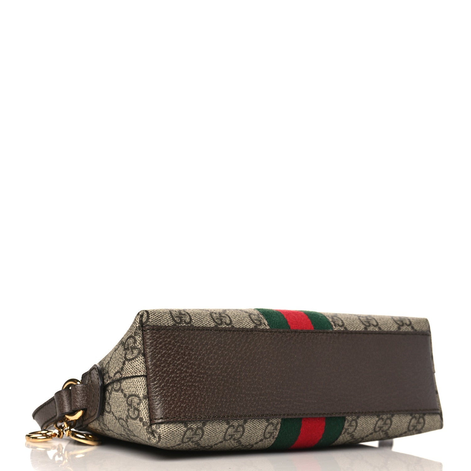 Gucci GG Supreme Monogram Textured Dollar Calfskin Web Small Ophidia Dome Shoulder Bag Beige Ebony New Acero 4 of 9