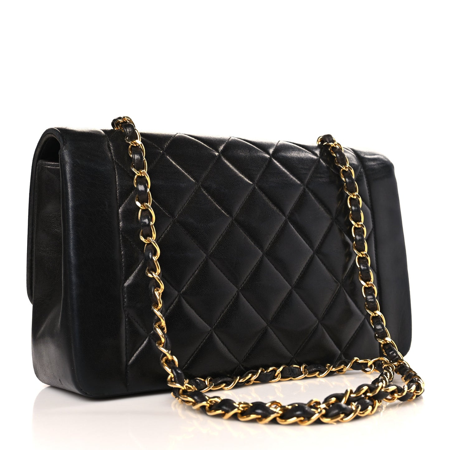 Lambskin Quilted Medium Single Flap Black