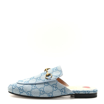 Gucci Canvas GG Monogram Nappa Womens Princetown Slippers 36 Porcelain Light Blue Dark Porcelain Light Blue 1 of 9
