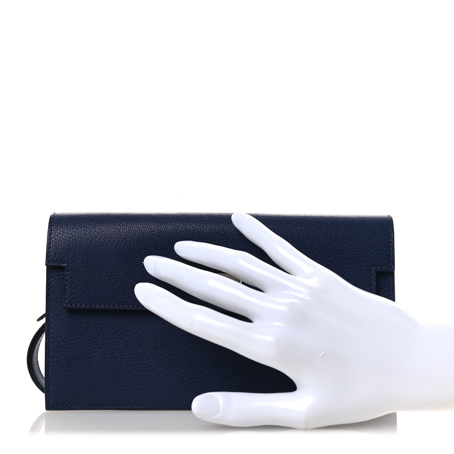 Hermes Chevre Chamkila Kelly Pocket Long Wallet Bleu Indigo 2 of 9