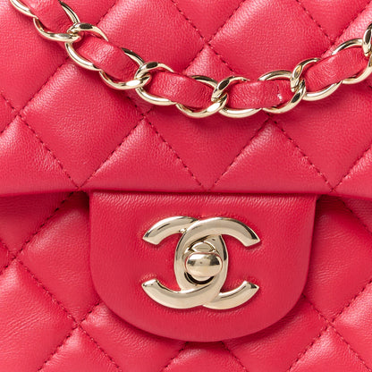 Chanel Lambskin Quilted Mini Rectangular Flap Dark Red 9 of 12