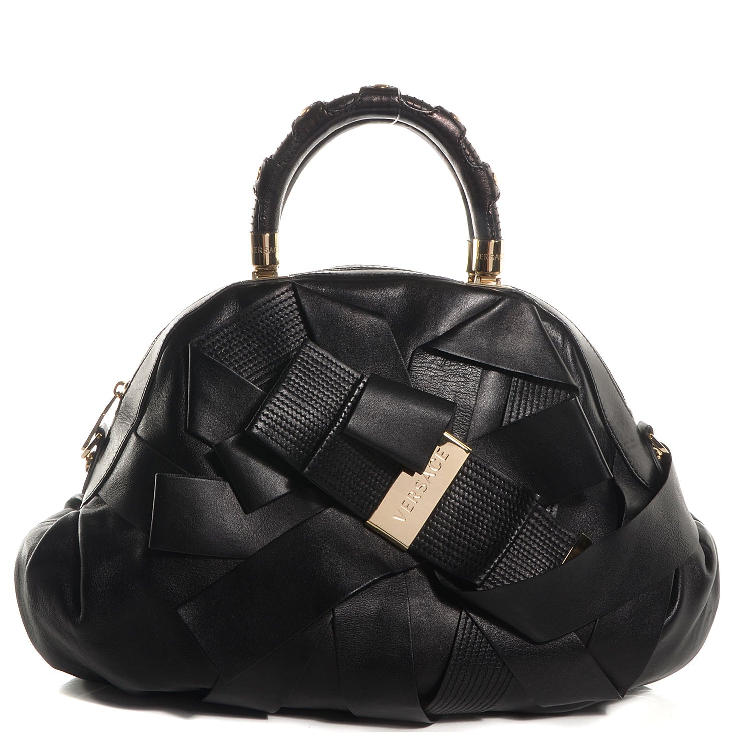 Versace Leather Venita Bow Satchel Black 1 of 7