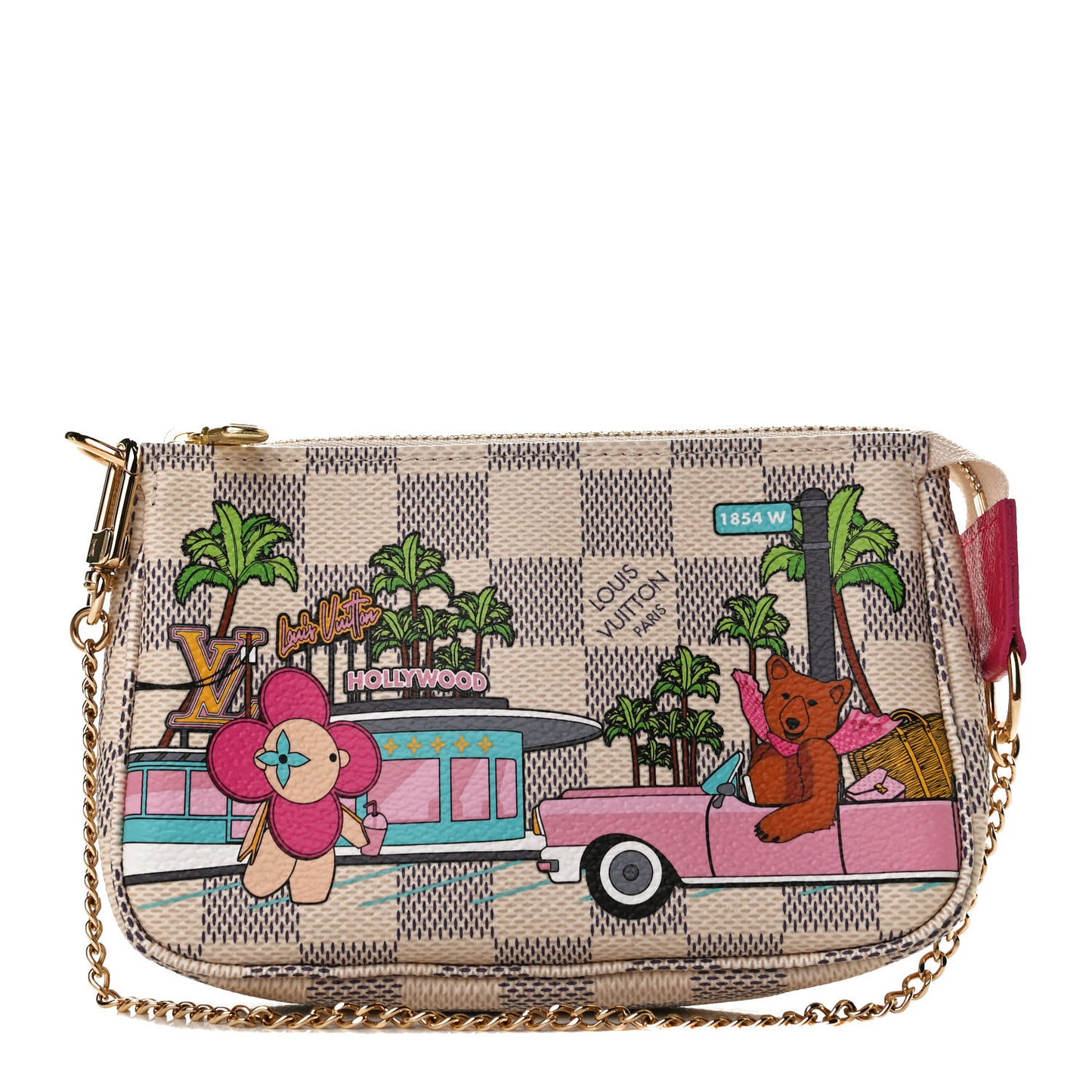 Damier Azur 2021 Christmas Animation Hollywood Mini Pochette Accessories Fuchsia