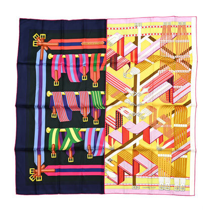 Hermes Silk Double Sangle Scarf 90 Marine Jaune Vif Multicolor 1 of 5