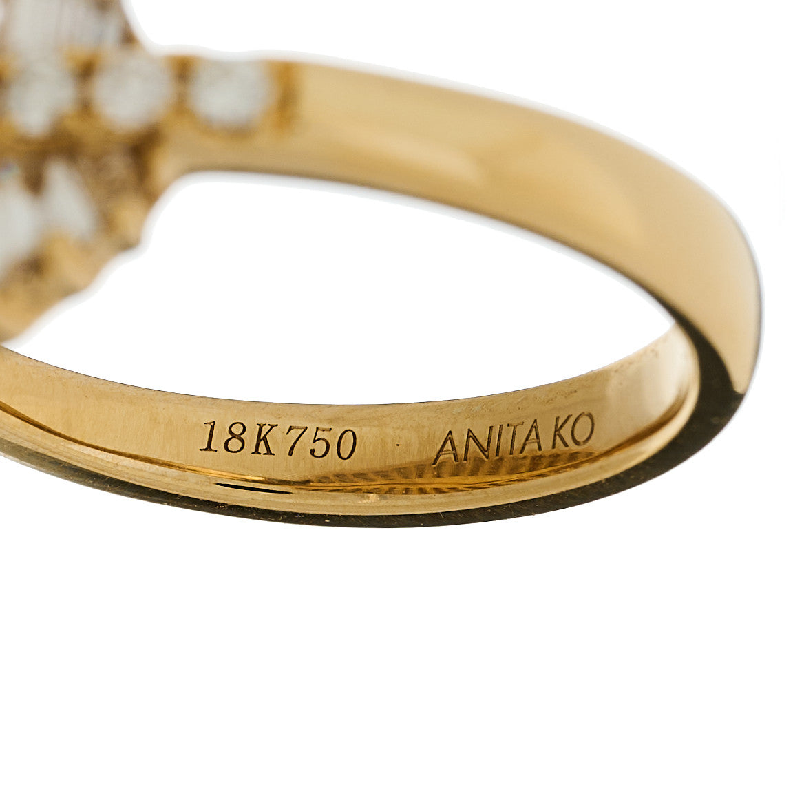 Anita Ko 18K Yellow Gold Diamond Sideways Palm Leaf Ring 53 6.5 6 of 7
