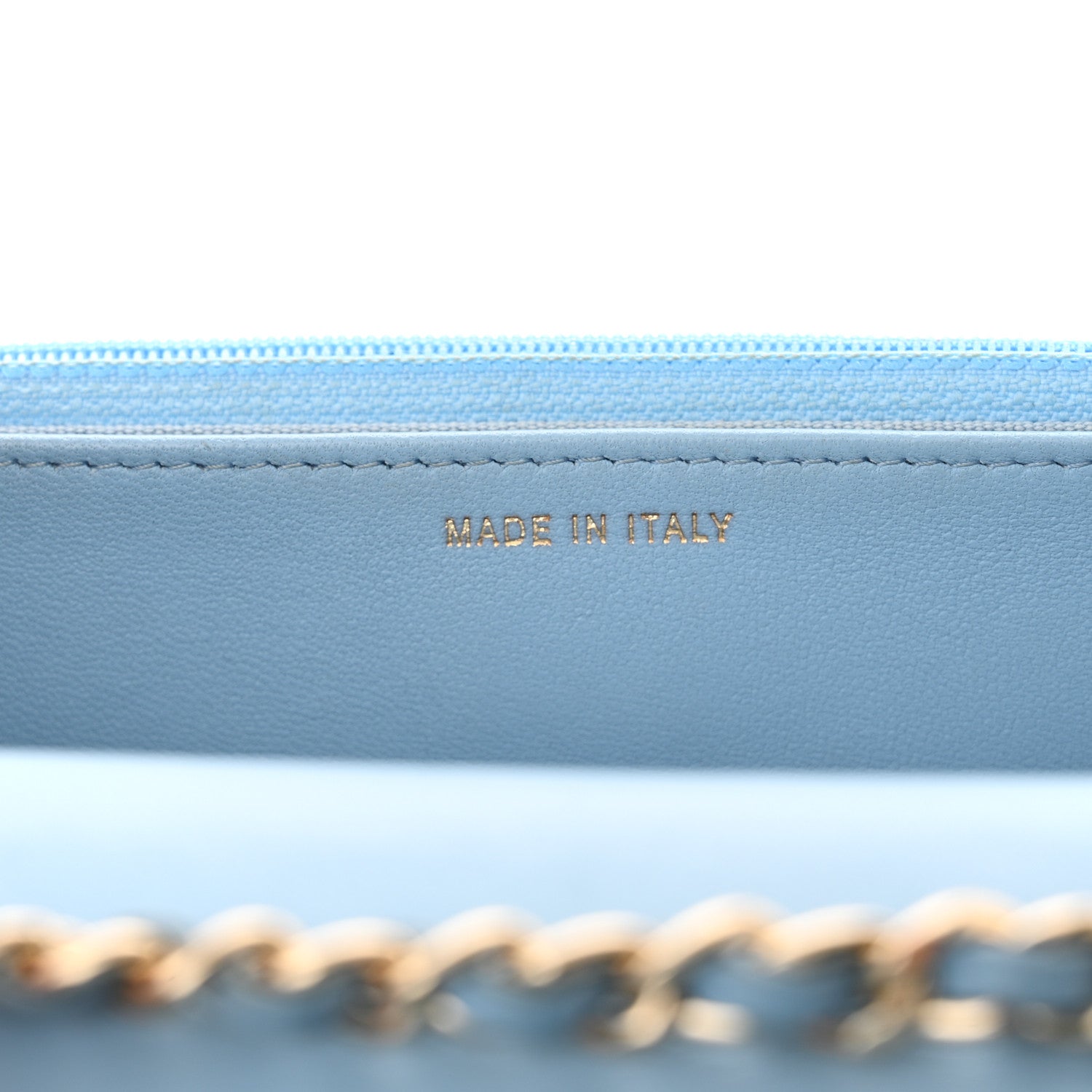 Chanel Lambskin Quilted Trendy CC Wallet On Chain WOC Light Blue 7 of 13