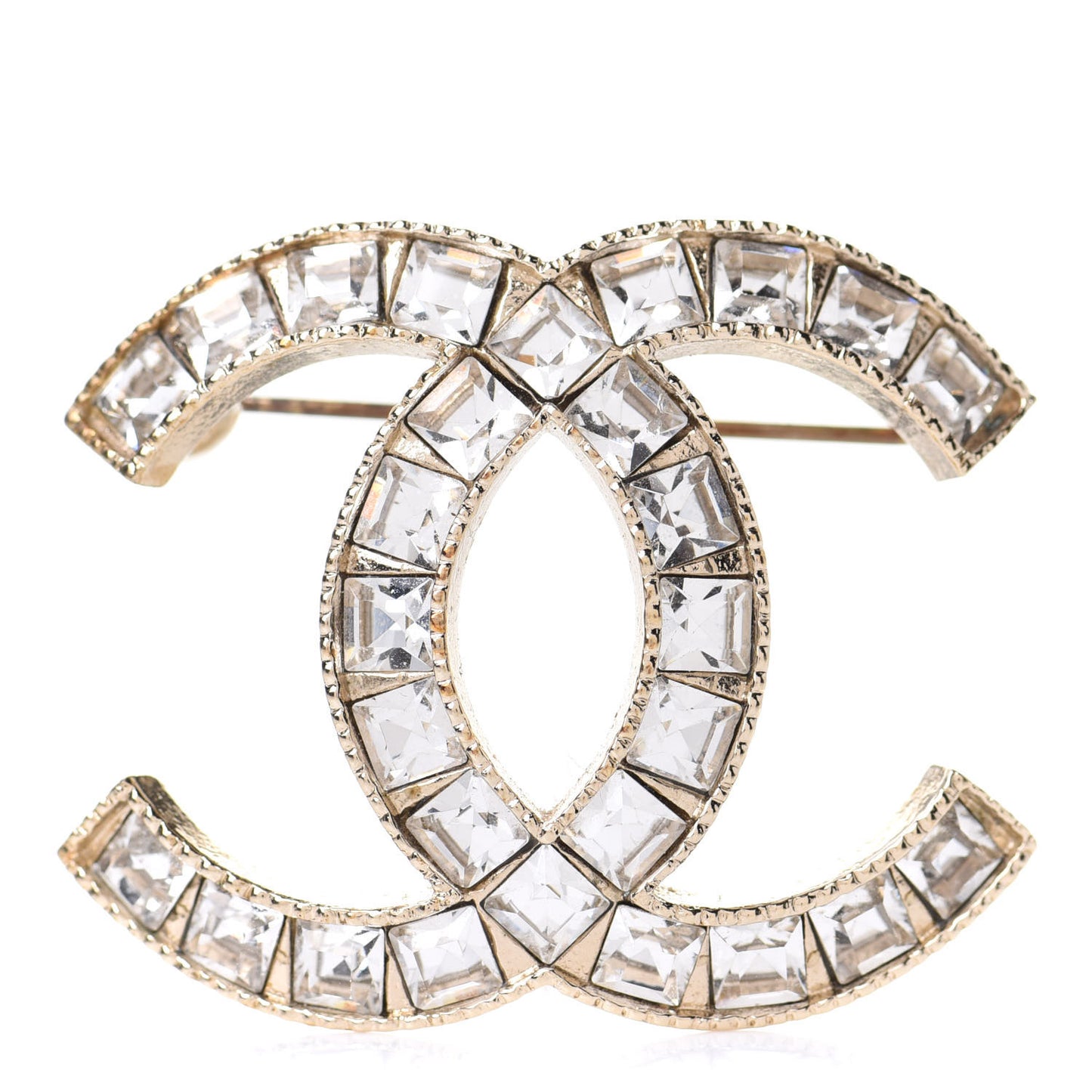 Baguette Crystal CC Brooch Gold