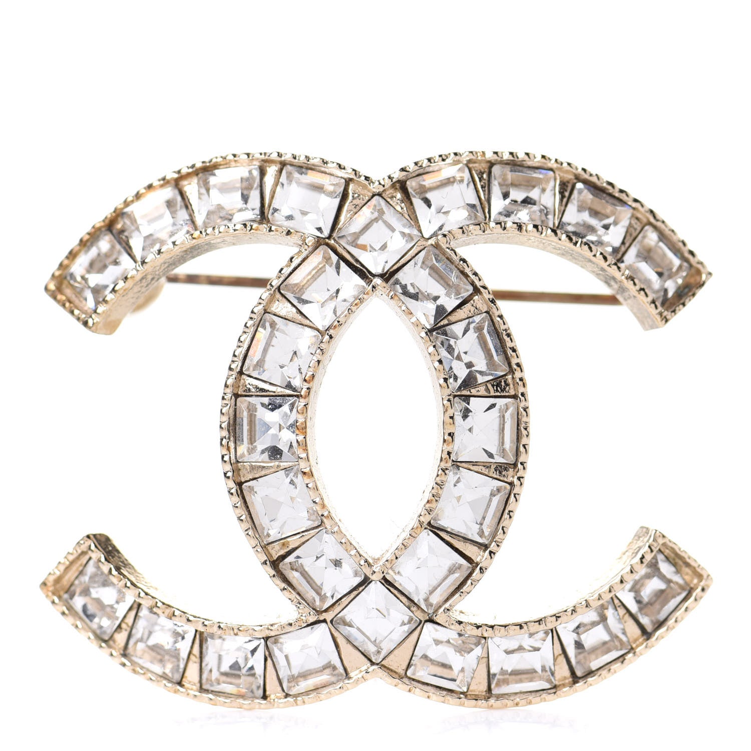 Chanel Baguette Crystal CC Brooch Gold 1 of 6
