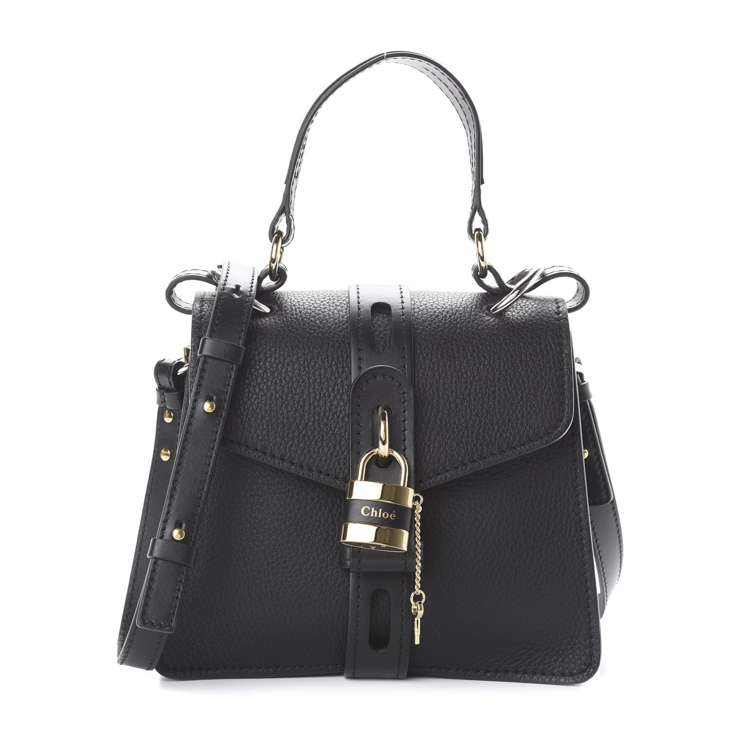 Chloe Shiny Grained Calfskin Small Aby Day Shoulder Bag Black 1 of 10