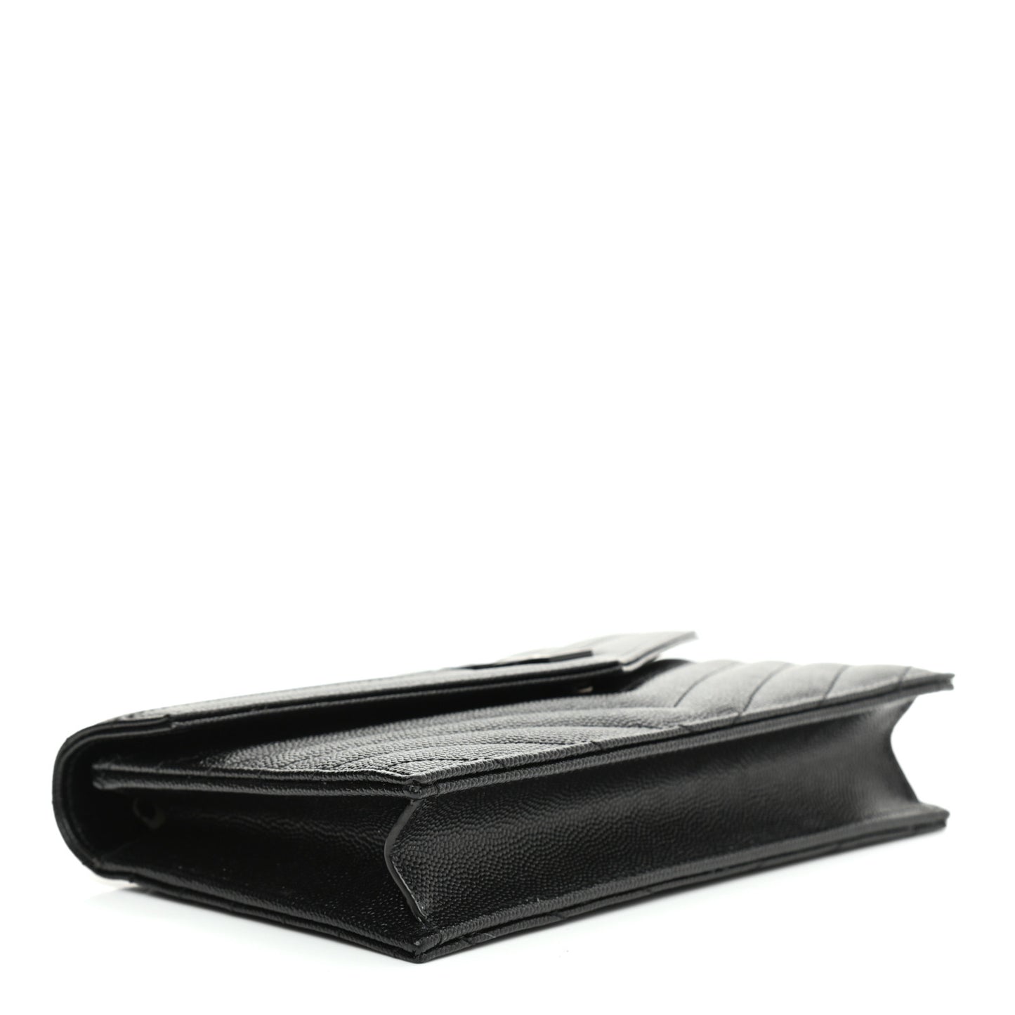 Grain De Poudre Matelasse Chevron Monogram Monochrome Envelope Chain Wallet Black