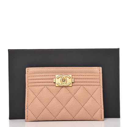 Chanel Caviar Quilted Boy Card Holder Beige 9 of 9