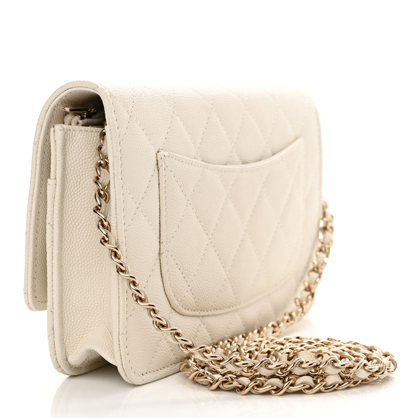 Caviar Quilted Wallet On Chain WOC White