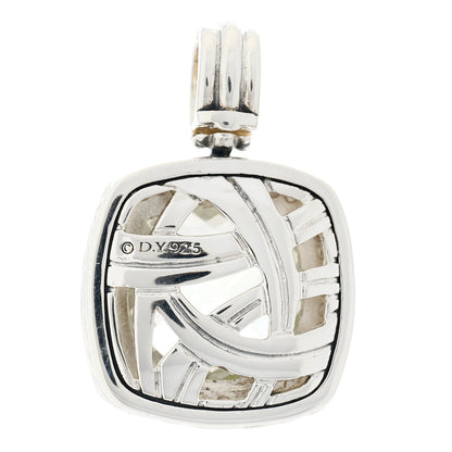 David Yurman Sterling Silver Diamond Prasiolite 14mm Albion Enhancer Pendant 3 of 4