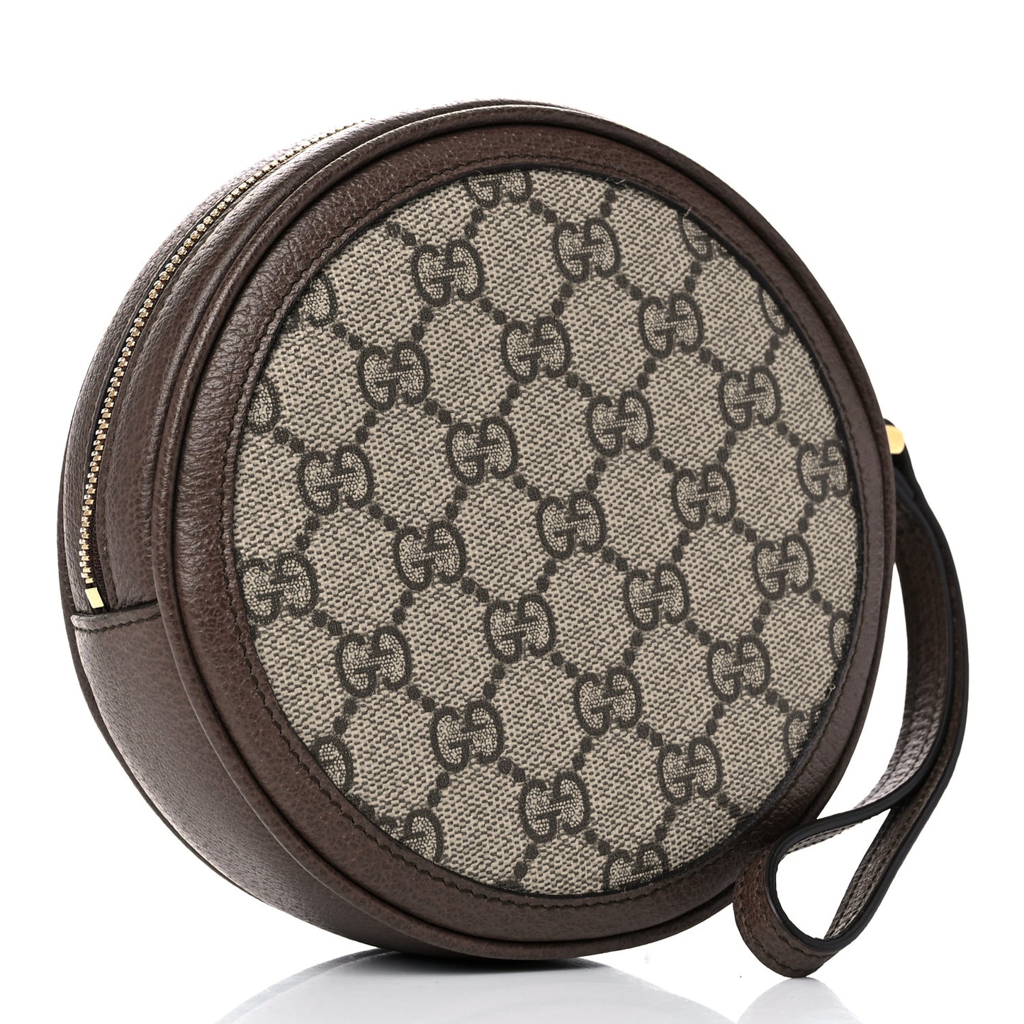 GG Supreme Monogram Web Ophidia Circle Wristlet Beige New Acero