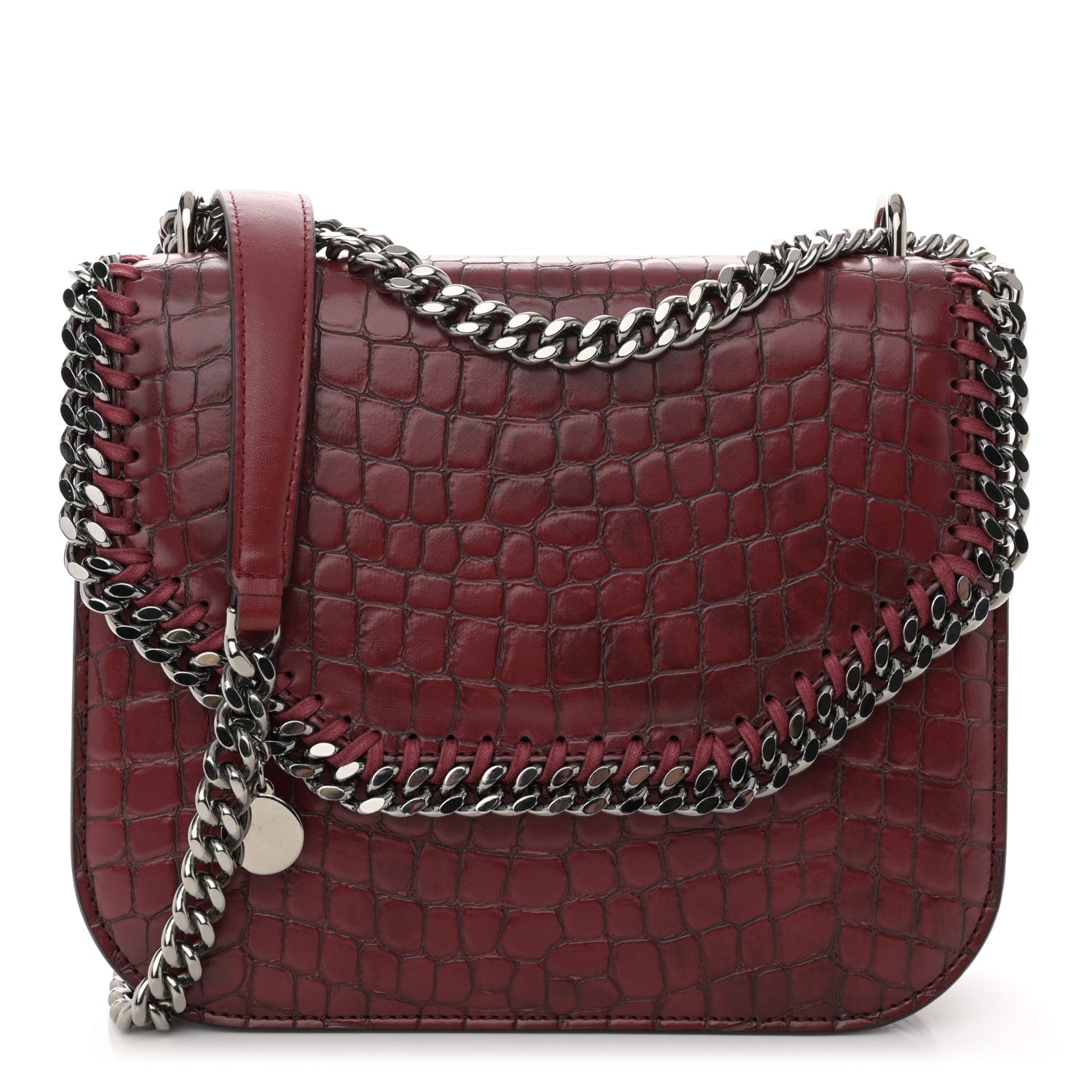 Stella McCartney Embossed Crocodile Effect Medium Falabella Box Shoulder Bag Red 1 of 11