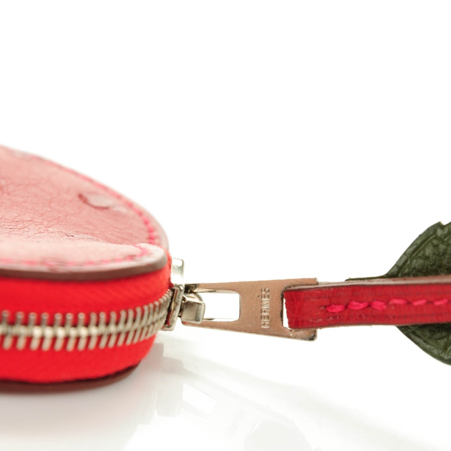 Hermes Ostrich Tutti Frutti Strawberry Coin Purse Charm Rouge Vif Canopee 5 of 8
