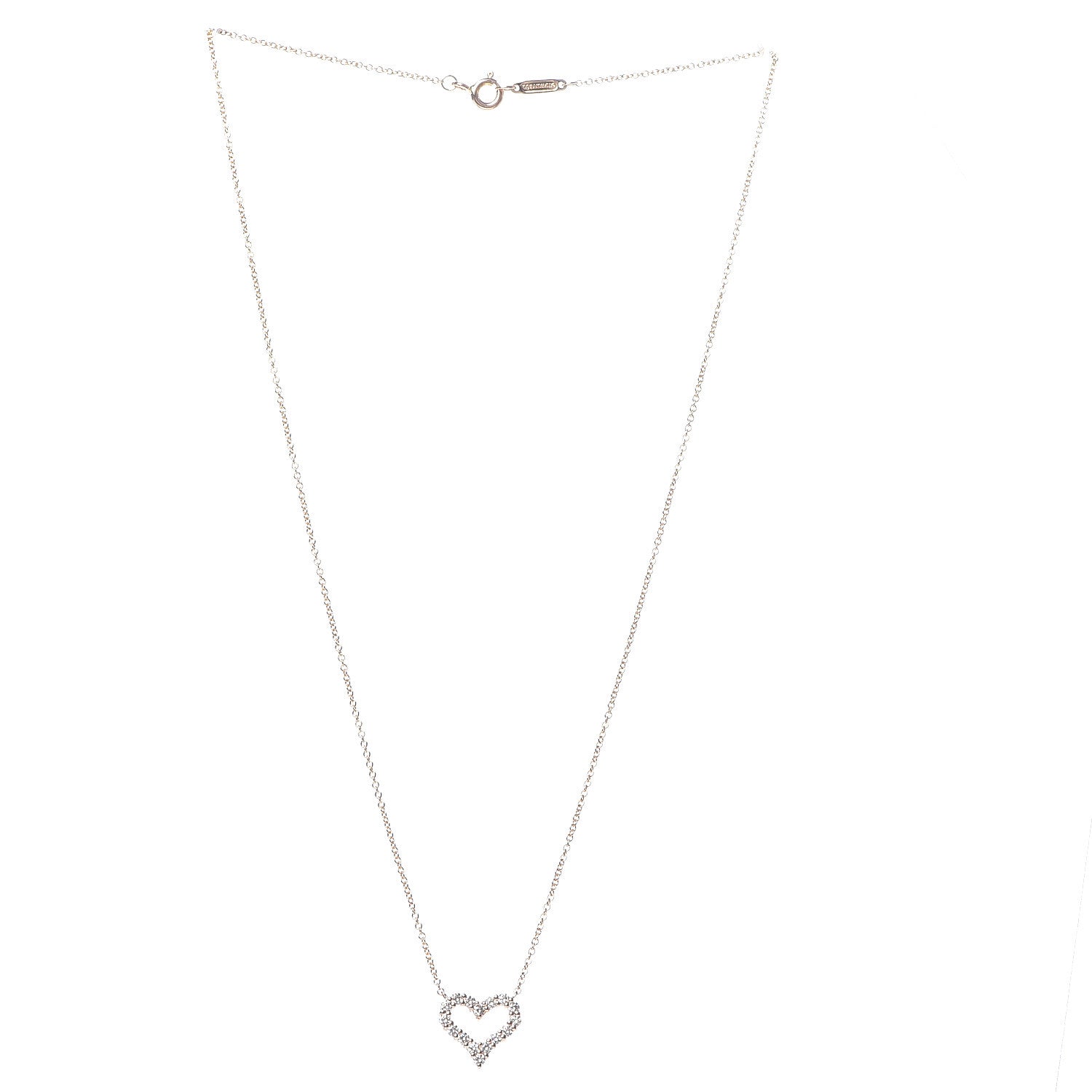 Tiffany 18K Rose Gold Diamond Mini Heart Pendant Necklace 3 of 6