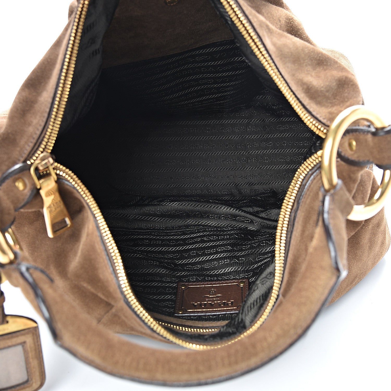 Prada Scamosciato Suede Hobo Brown 4 of 12