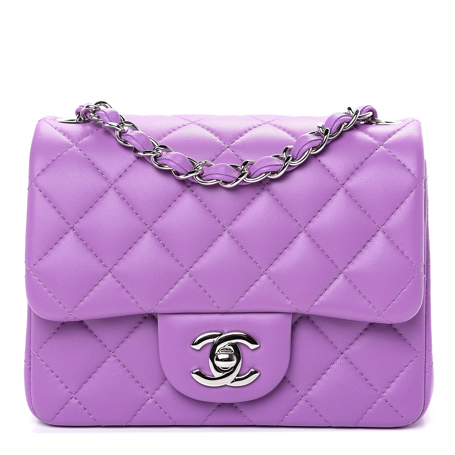 Chanel Lambskin Quilted Mini Square Flap Purple 1 of 11