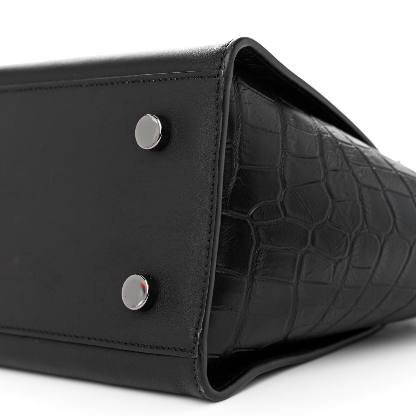 Smooth Calfskin Crocodile Embossed Baby Monogram Downtown Cabas Black