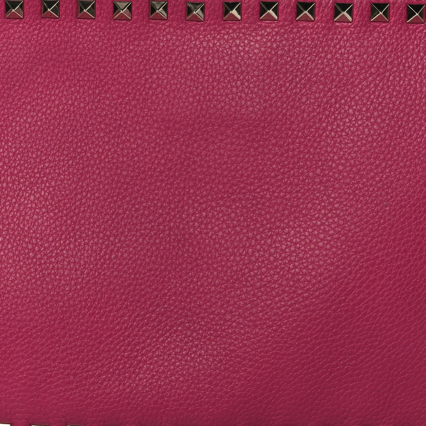 Pebbled Calfskin Large Rockstud Zip Pouch Deep Cyclamin
