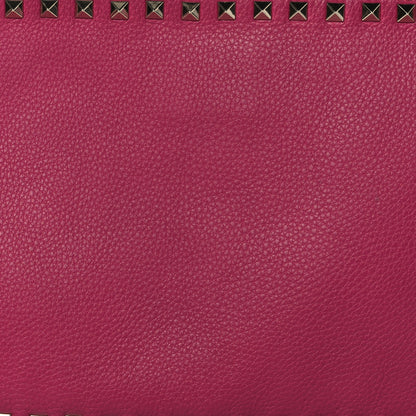 Valentino Garavani Pebbled Calfskin Large Rockstud Zip Pouch Deep Cyclamin 7 of 9