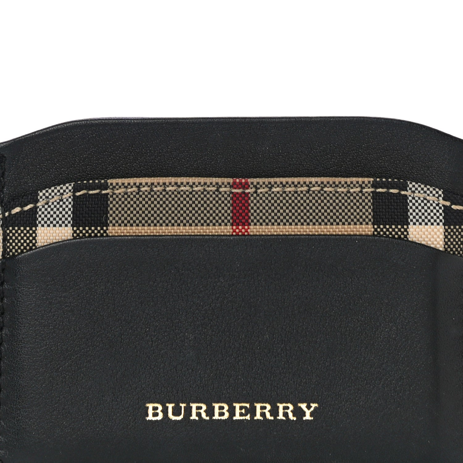 Burberry Calfskin Horseferry Check Izzy Card Case Black 8 of 12