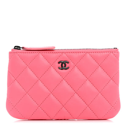 Chanel Lambskin Quilted Small Cosmetic Case Coral Pink 1 of 8