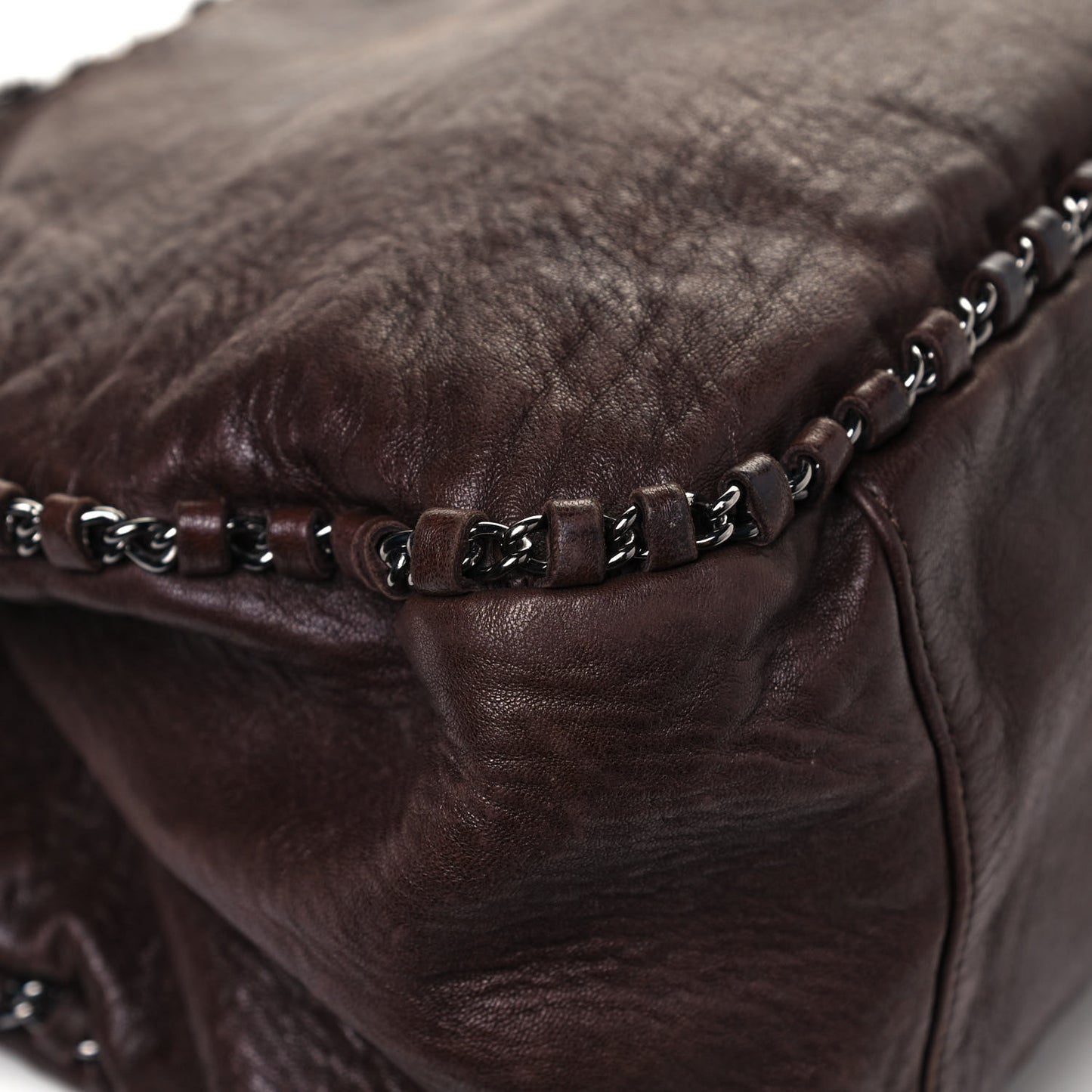 Lambskin Chain Hobo Brown