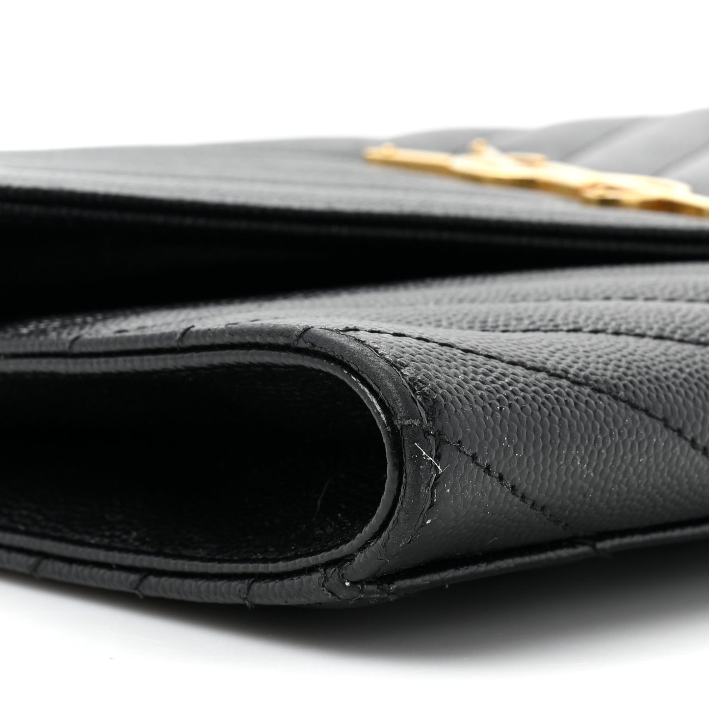 Grain De Poudre Matelasse Chevron Monogram Envelope Clutch Black