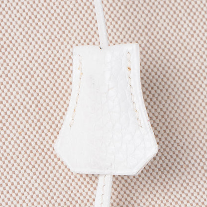 Hermes Toile Taurillon Clemence Birkin 35 White 8 of 41