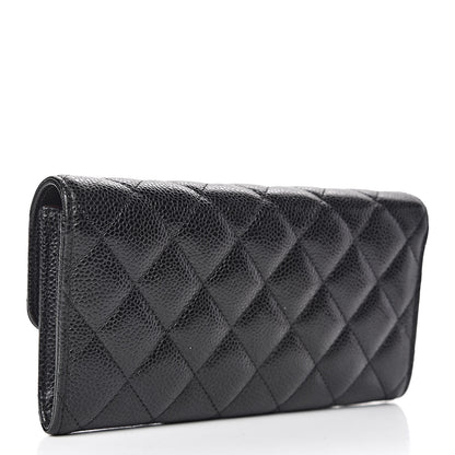 Chanel Caviar Quilted Large Gusset Flap Wallet Black 3 of 14