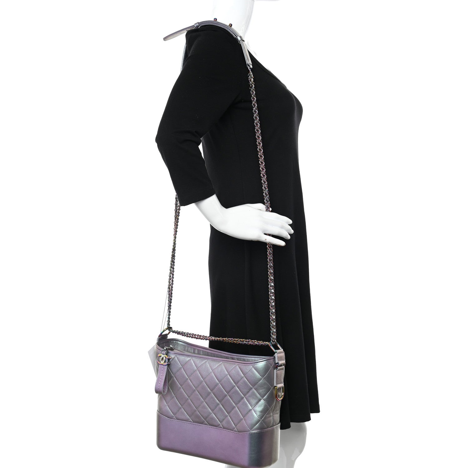 Chanel Iridescent Lambskin Calfskin Quilted Medium Gabrielle Hobo Light Purple 2 of 10