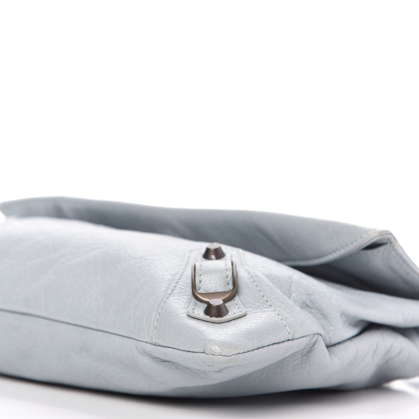 Agneau Classic Hardware Envelope Strap Clutch Bleu Opaline