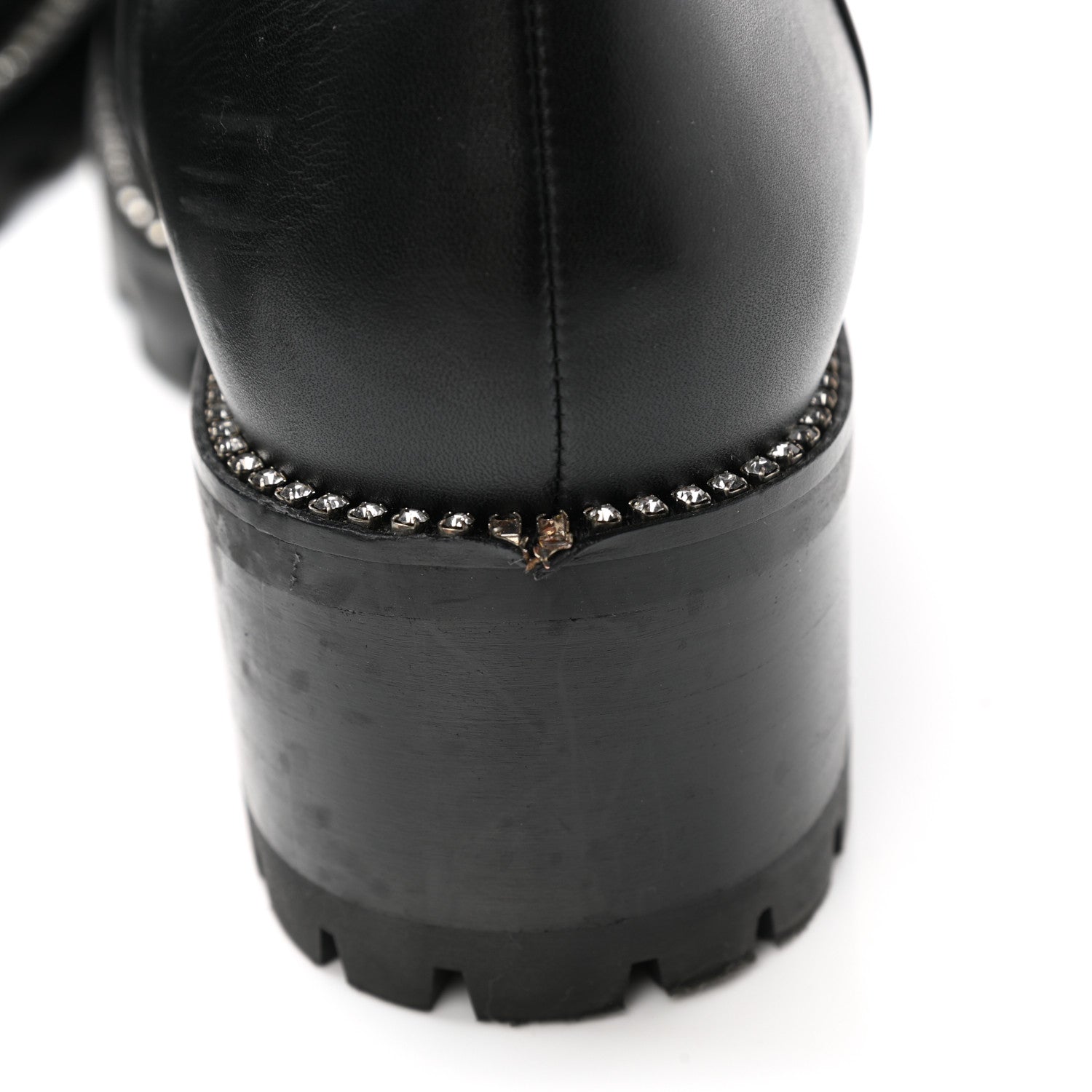 Jimmy Choo Grained Calfskin Crystal Embellished Mava Boots 40 Black 9 of 11