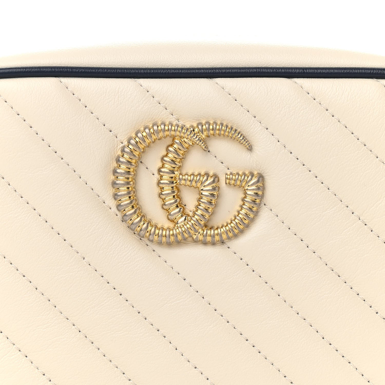 Gucci Vintage Effect Calfskin Matelasse Diagonal Small Torchon GG Marmont Chain Shoulder Bag Mystic White Blue Agata 8 of 11