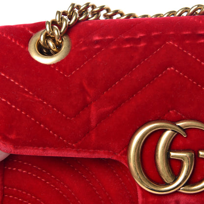 Gucci Velvet Matelasse Mini GG Marmont Shoulder Bag Hibiscus Red 12 of 17