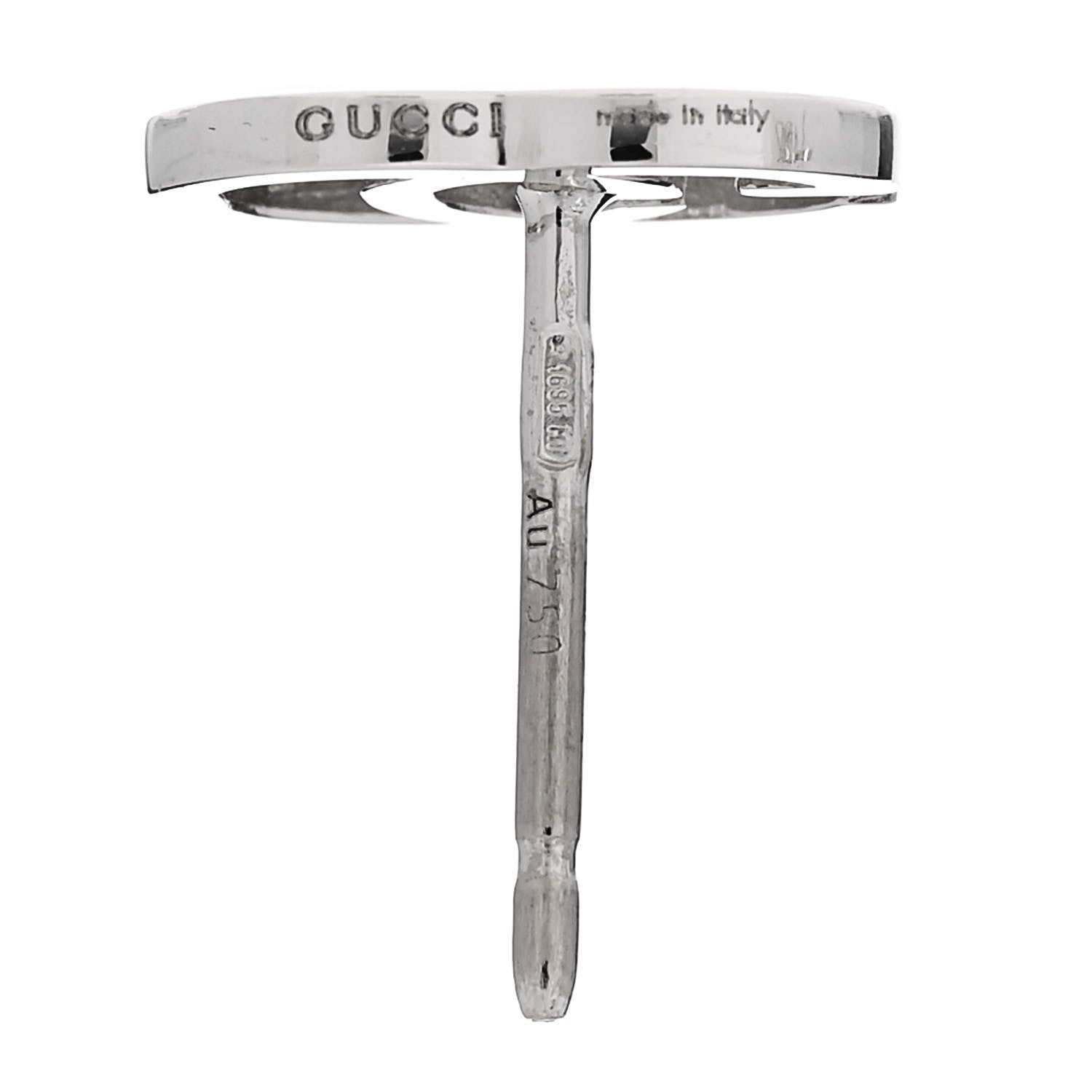 Gucci 18K White Gold Running G Stud Earrings 4 of 5