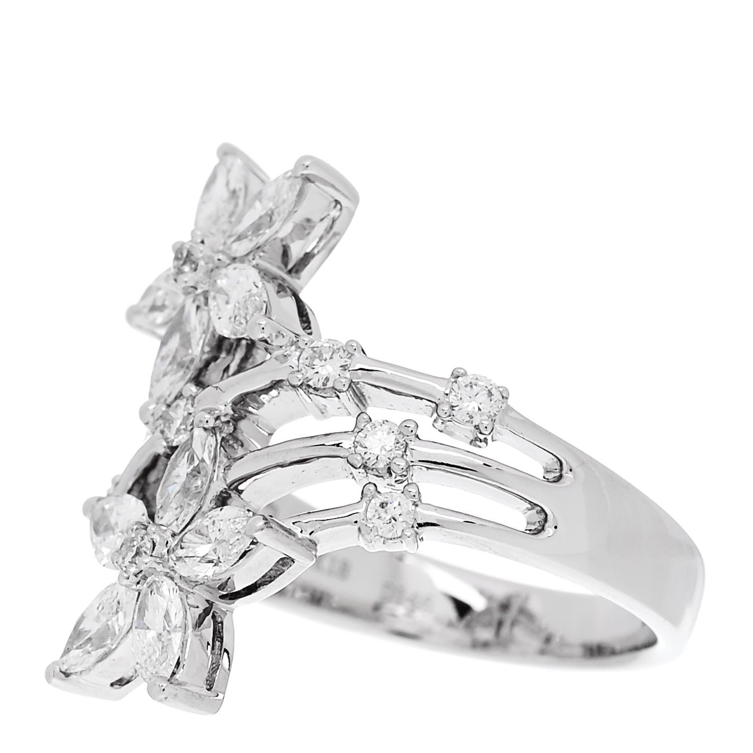 Parker & West by FASHIONPHILE 18K White Gold Diamond 1.46ctw Flower Ring 53 6.5 3 of 9