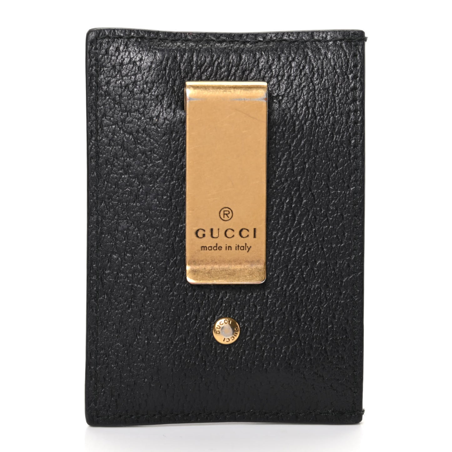 Calfskin Boar Effect GG Marmont Card Holder Money Clip Black