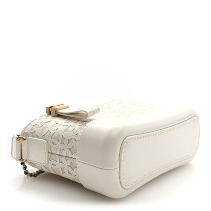Chanel Calfskin Wool Felt Embossed Small Gabrielle Logo Hobo White 4 of 10